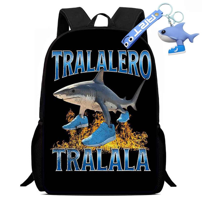 Portable Italian Brainrot Backpack Shoulders Bag Large Capacity Cartoon School Bag Printed Tung Tung Saur Tralala Bag For Kid