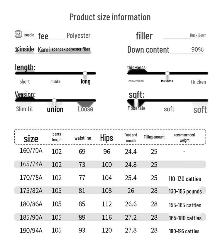 Xuenongfei Men's Winter Workwear Down Pants