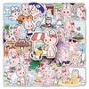 51 Cute Pink Rabbit Cartoon Stickers for Notebook, Water Bottle, and Phone Case