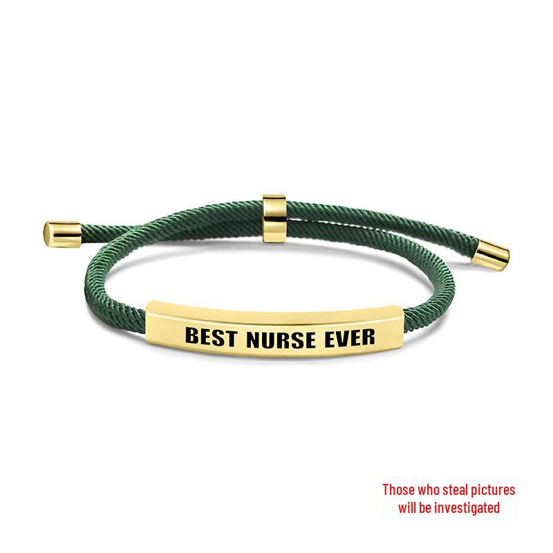 Multi-Color Engraved Stainless Steel Rope Bracelet: Nurse's Day Commemorative Christmas Gift