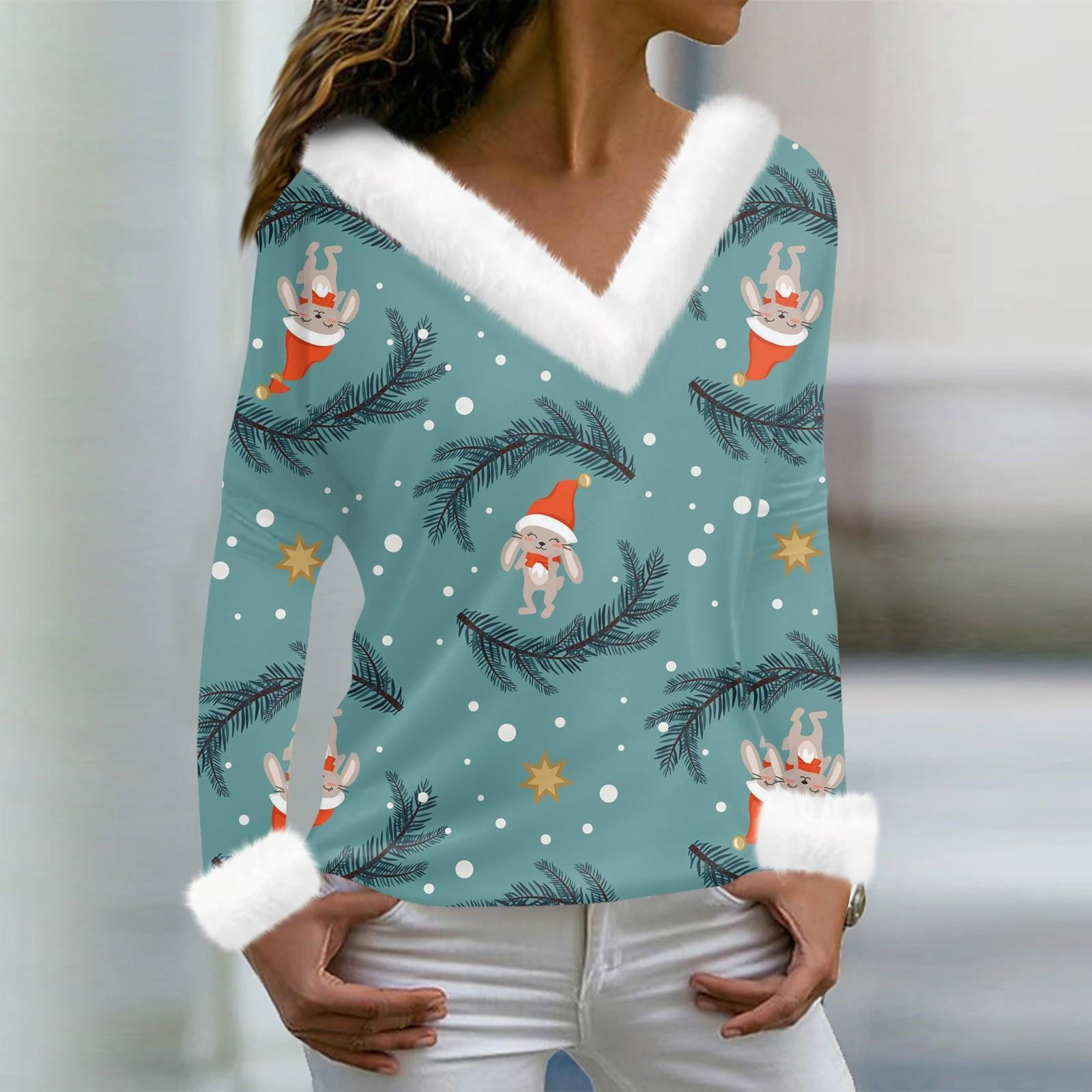 Женская мода с длинным рукавом и рождественским принтом для вечеринки — фото 3