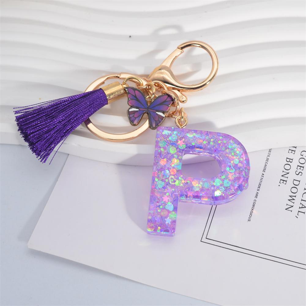 

AZ Фиолетовый Звезда Буквы Брелок Милый Кисточка Бабочка Подвеска Инициалы Брелок Для Женщин Сумка Шарм Ключи Автомобиля Аксессуары