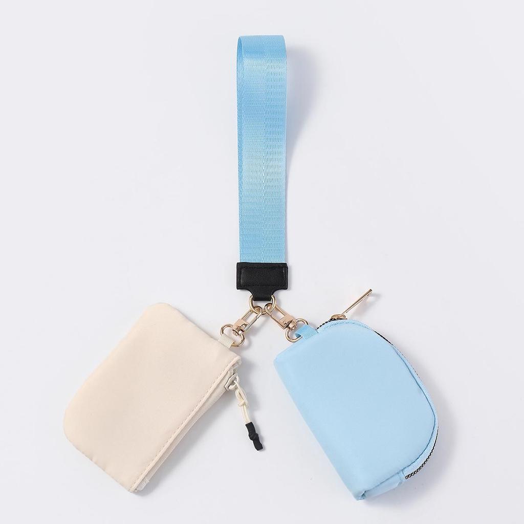 LULU Color Block Waterproof Nylon Coin Purse & Wristlet Key Bag