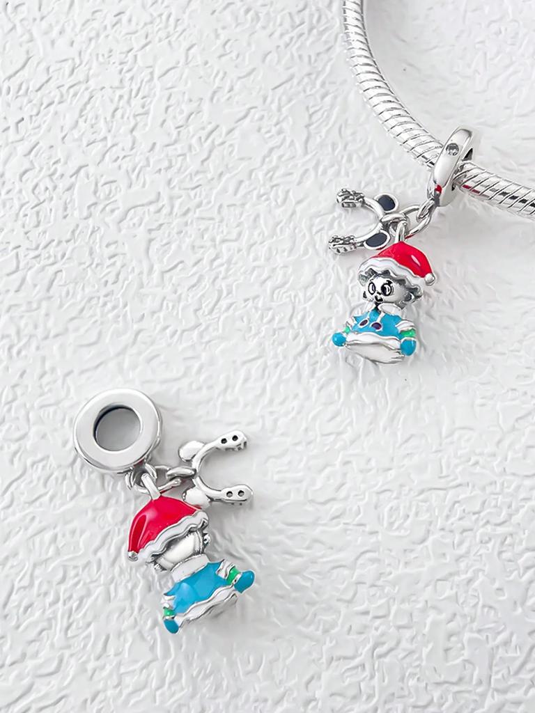 Charms Plata Copper Colors Christmas Snowman Reindeerbeads Charm Pendant For Original Bracelet For Women Diy Jewelry Love Gift