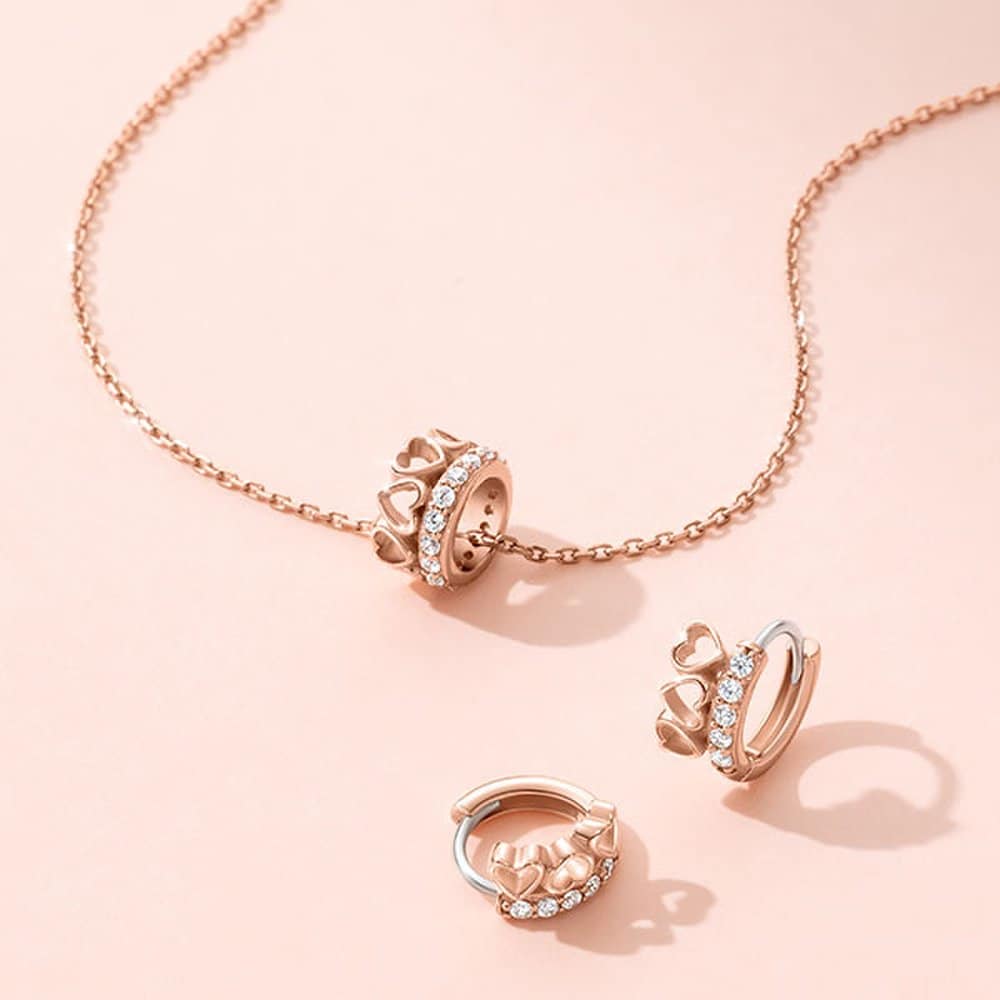 Lala J Heart Necklace + Earrings Set (Set-J0-0207)