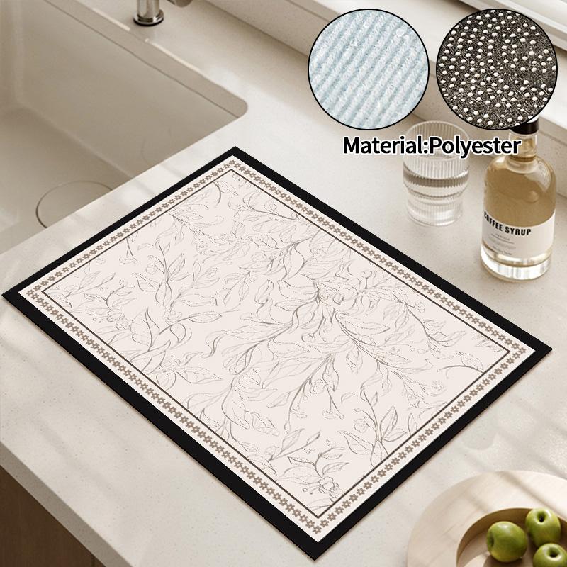 Kitchen Drying Pad Coffee Pads Dish Drying Pad Non-slip Rubber Pad Kitchen Counter Mat Heat Resistant Sink Mat Home Supplies