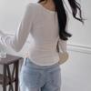 Fashion Long Sleeve Round Neck Casual T-shirt Women Elegant Spring and Winter Slim Fit Woman Tshirts Solid Base Thin Office Ladies Crop Tee Tops 26003