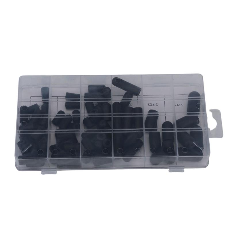 Carburetor Vacuum Port Cover Set with Closed-End Black Rubber Pieces, 3/16" 5/32" 7/32" 1/4" 5/16" 3/8" Size Groups for Service Use and Storage