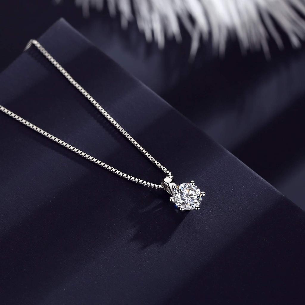 Necklace for single zirconia adjustable with 6mm [SIRUBA-SZ] women, stone, hypoallergenic, length, adjuster, silver, simple,