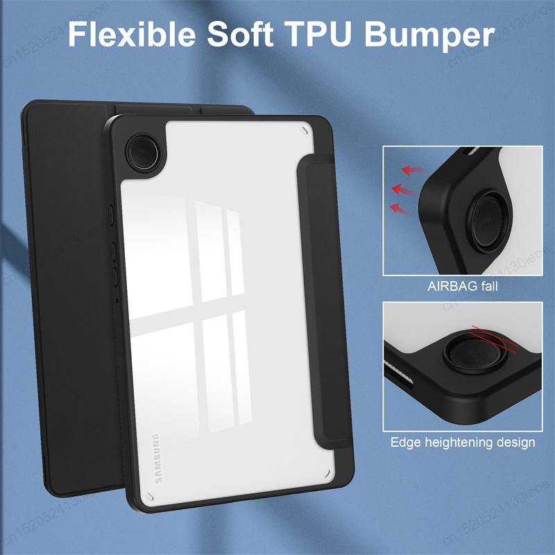 Acylic Transparent Back Tablet Cover for Samsung Galaxy Tab A9 8.7 Inch 2023 Shockproof Case S9 Plus 11" Pencil Holder Funda