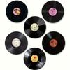 6Pcs 2D Printed Vinyl Record Coasters Anti-slip Retro Record Design Wooden Coasters Heat Insulation Cup Mats Photography Props