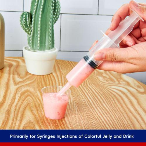 50-Pack 1.5 Oz Halloween Jelly Syringes, Medium Containers with Lids, Perfect for Plastic Shot Glasses or Jelly Cups, Great for Halloween, Thanksgivin
