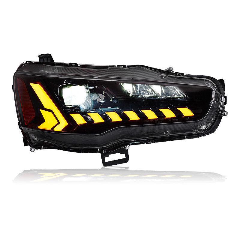 Compatible Mitsubishi Lancer 09-16 LED Headlight Assembly with EVO Mod & Sequential Turn Signal