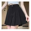 Women's High Waist Pleated A-Line Wide-Leg Shorts - Large Size, Black, Summer Versatile Skirt-Style Pants