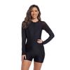 Womens Full Coverage Long Sleeve Swimsuit With Chest Pad Quick Dry High Elasticity Mesh Panel Swimming Snorkeling Surfing