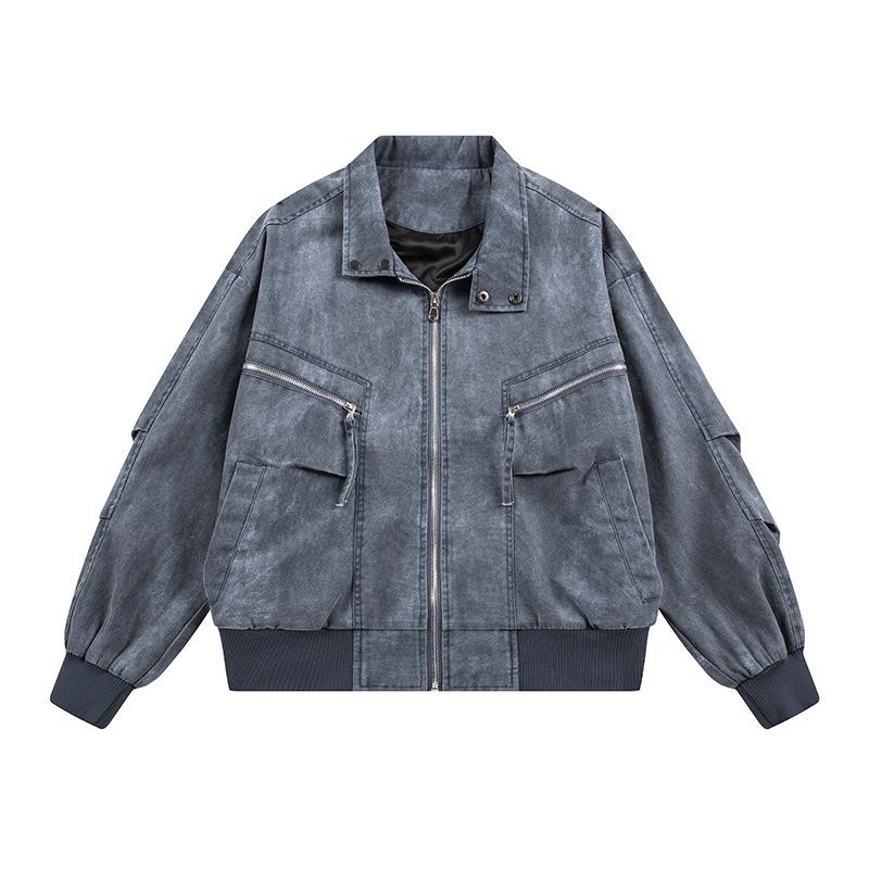 

Осінь 2025 Ретро куртка вуличного одягу зі штучного деніму - Модний японський стиль M синій