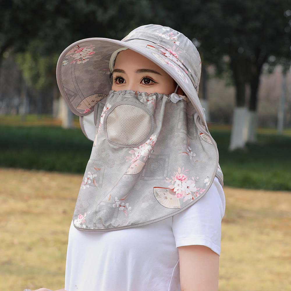 Anti-UV Mask Picking Tea Hat Flower Neck Protection Hat Sun Hat Sunshade Shawl Cap  Sport