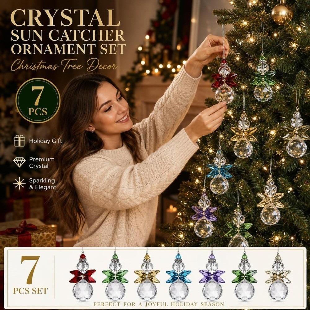 7pcs Xmas Tree Christmas Tree Ornaments Glass Ball Crystal Angel Hanging Decor  Winter Party