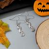 Halloween Fashion Sliver Color Hollowed-out Vampire Bat Pumpkin Skull Spider Web Ghost Dangle Earrings for Women Scary Jewelry