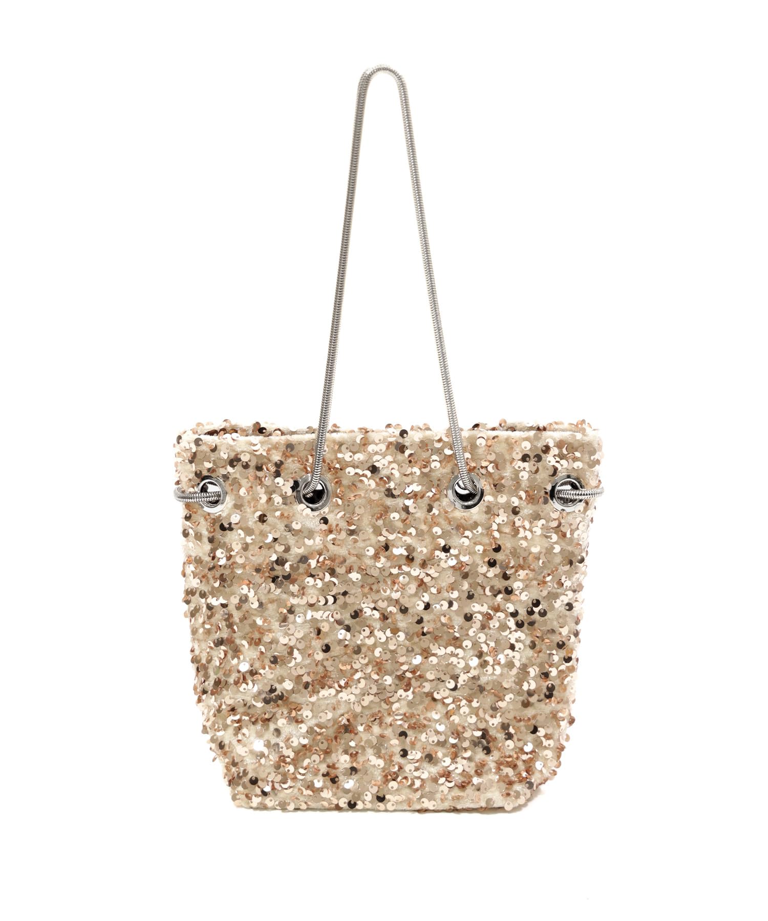 

паєточна сумка на плече зі шнурком для вечірки, паєточна бежева x F [niana] сумка 2-в-1, сумка, срібляста,