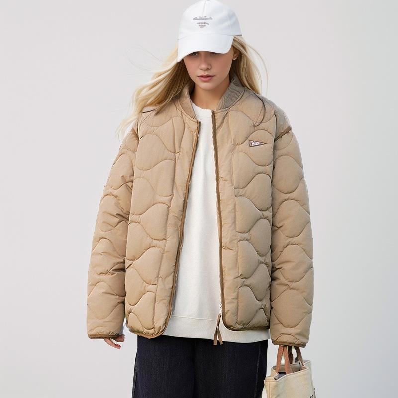 Winterjacke Damen Bomberjacke 2024 Neue Damen Verdicken Warme Baumwolljacke Damen Raute Lässige Sweatjacke Damen Wattierte Jacke