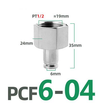 PCF Pneumatic Connector 304 Stainless Steel 1/8” 1/4” 3/8” 1/2” BSP Internal Thread Pneumatic Quick Connector Hose Air Tube