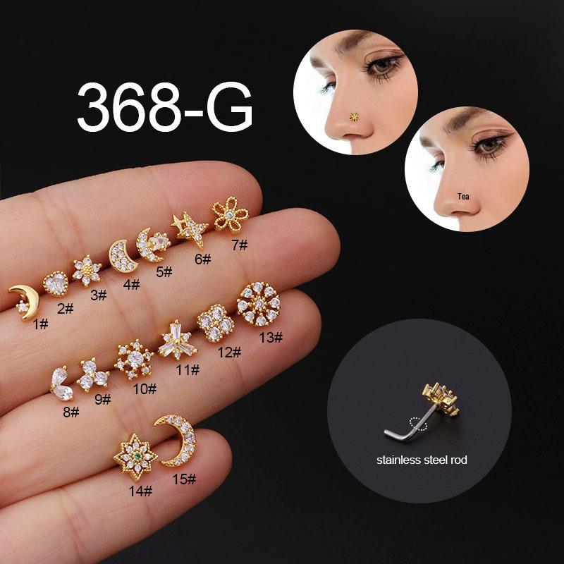 Creative 20GL Borchia per Naso in Acciaio Inossidabile con Zirconi Micro-Incastonati - Elegante Gioiello per Piercing Corporeo
