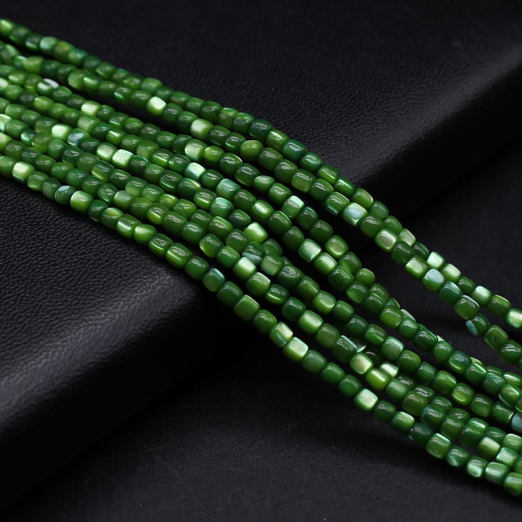 1Strand Natural Freshwater Shell Beads 3.5×3.5mm,Square Coloured Shell Loose Spacer Beads for Jewelry Making DIY Bracelet Accessories Beading 38cm