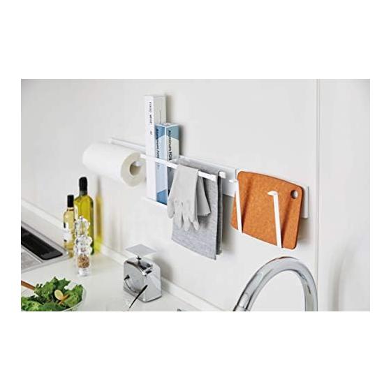 Yamazaki Jitsugyo 5104 Magnetic Kitchen Wall Bar Wide White Approx. W84XD1XH7.3cm Tower Wall Storage System Bar Magnetic Mounting