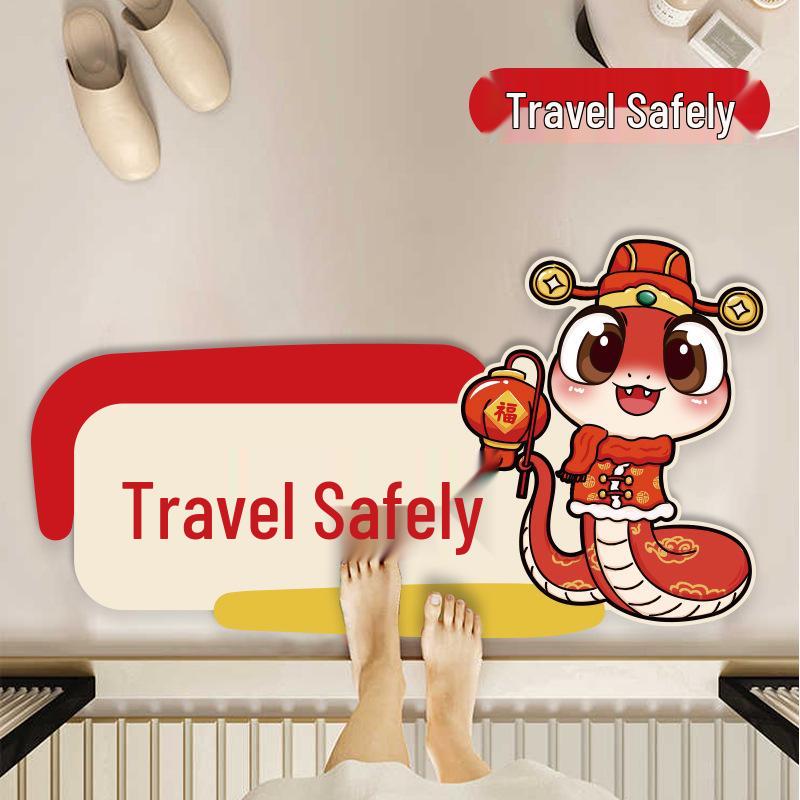 

Год Змеи Красный Диатомовый Земляной Коврик для Ванной – Мягкий, Устойчивый к Пятнам, Влаговпитывающий, Быстросохнущий, Нескользящий, Легкоочищаемый Напольный Коврик 40x60cm