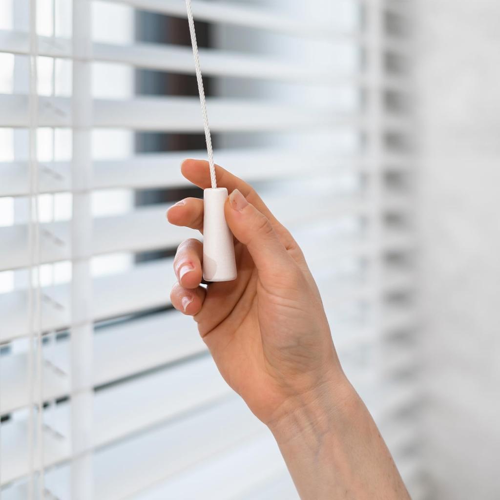 Uxcell White Wooden Cord Knobs, Tassel Drop Pull End Pendants for Window Blinds, Shades, Curtains, Crafts, 1.4x0.6", 20 Pieces