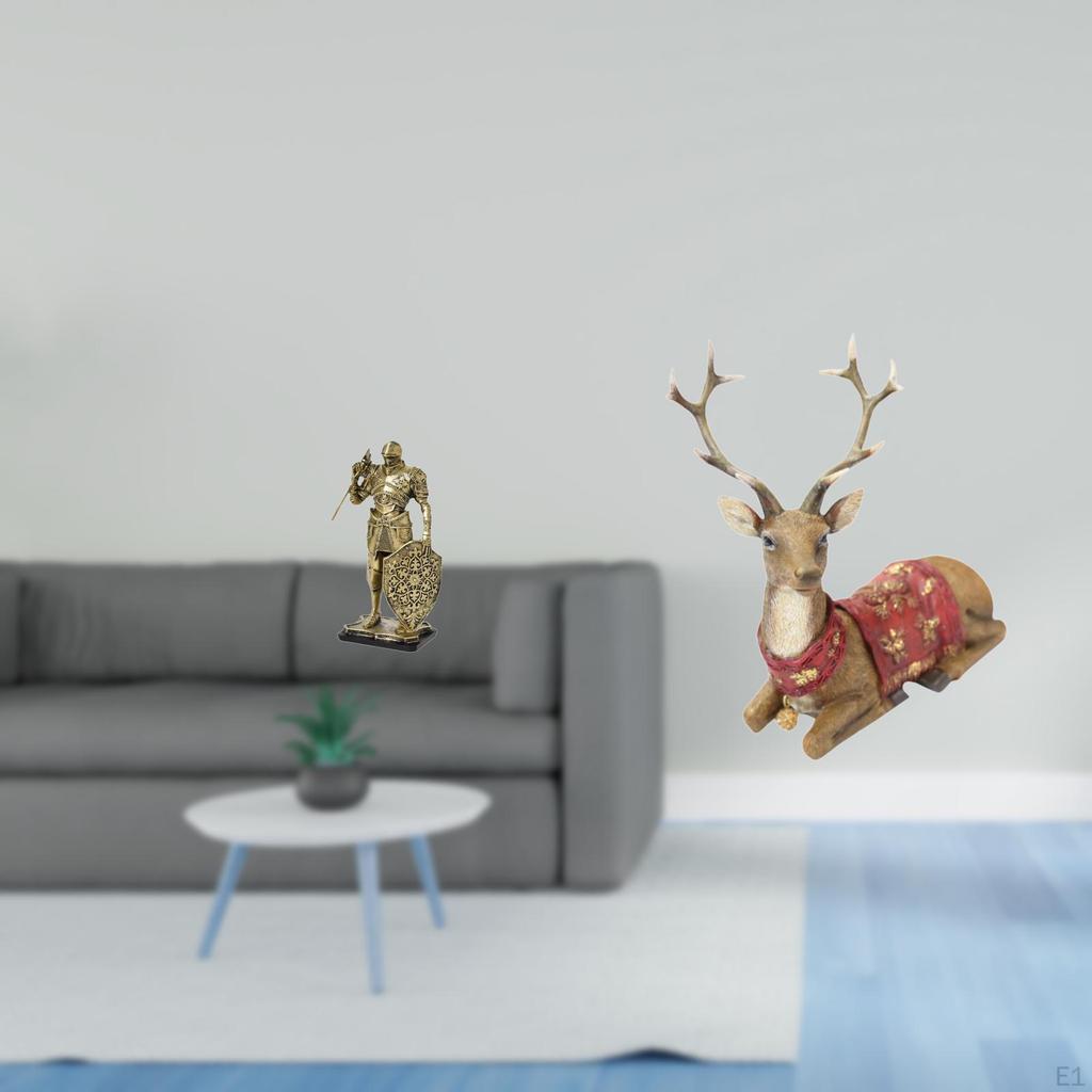 Nordic Knight Reindeer Resin Figurine Abstract Elk Sculpture Ornament for Desk Cabinet Table
