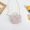 Childrens Canvas Bag With Artificial Pearl Handle And Butterfly Cartoon Pattern For Daily Use