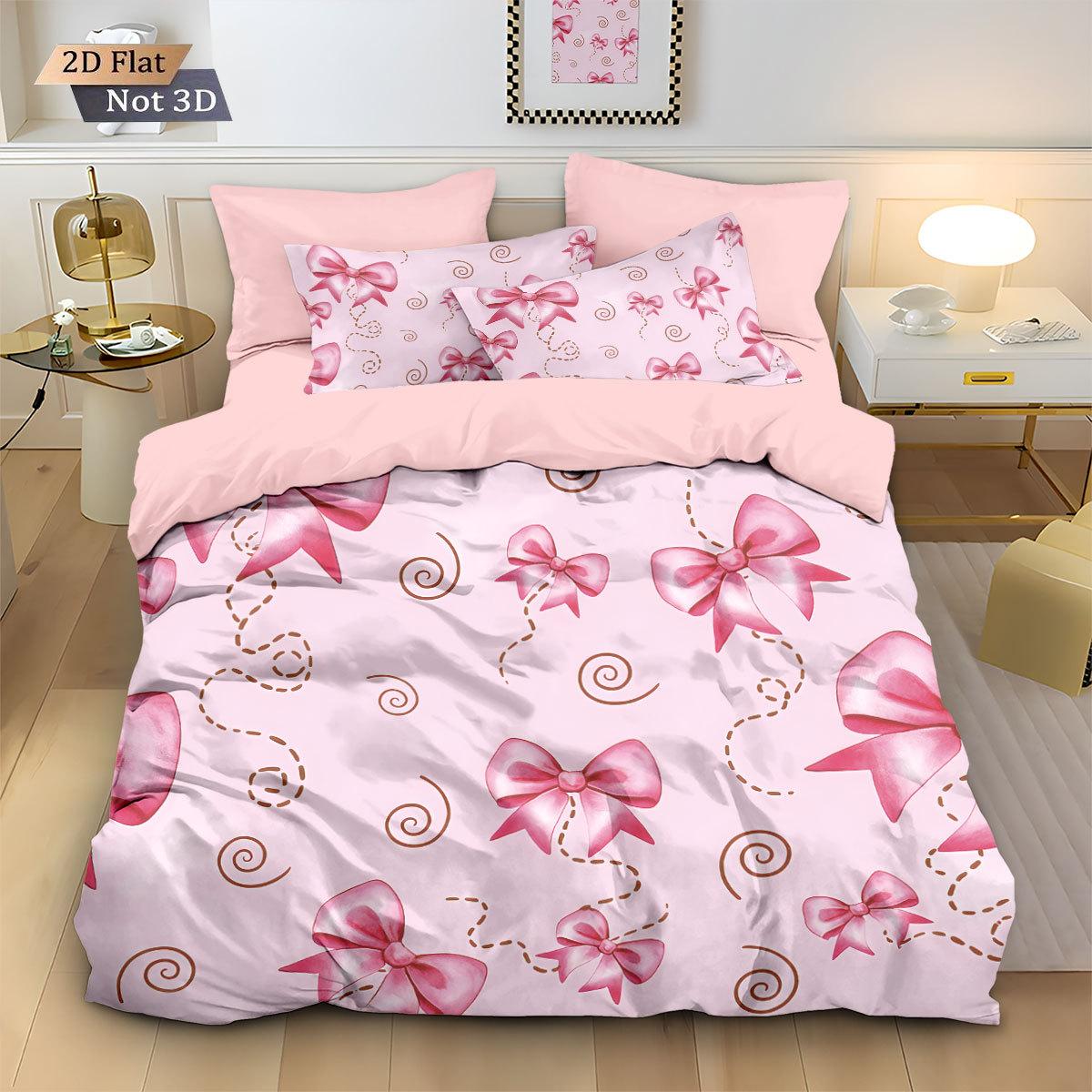 

Cute bow love Bedding Set Ladies Gift pink Duvet Cover Pillowcase Girl s room decoration Quilt Cover Single Double Large Size 100x135cm-2pcs