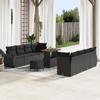 11-piece Garden Sofa Set with Cushions Black Poly Rattan Acacia 3361849