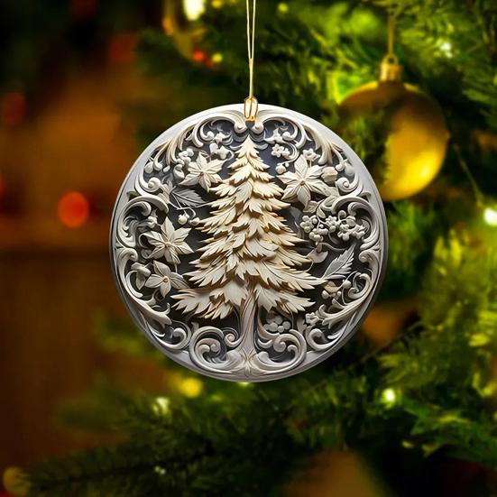 2D Acrylic Christmas Ornament Lightweight Home Office Indoor Holiday Party Xmas Tree Hanging Decoration Pendant Festival Gift