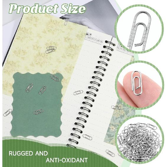 100PCS Metal Mini Paper Clips 0.6inch (15mm) Small Paperclips Super Cute Tiny Paperclips Finish Steel Tiny Paper Clips Journaling Decorative Small