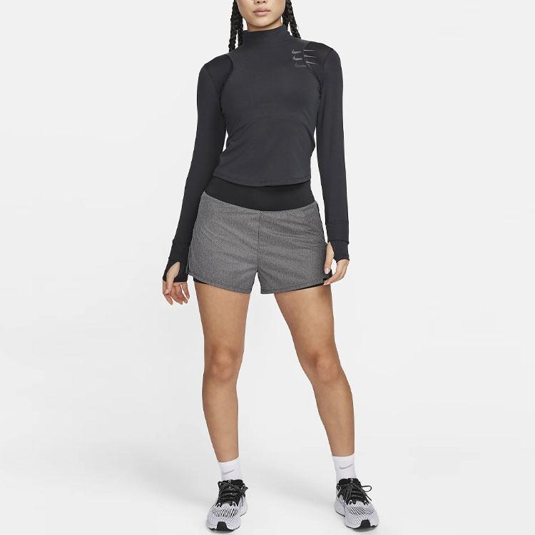 Nike Logo Running Long Sleeve Breathable Slim Fit T-Shirt Women Tops Black FB7808-010