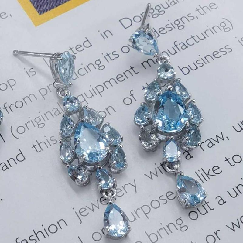 Sace Gems Náušnice pro ženy 925 mincovní stříbro přírodní nebesky modrá Topazová náušnice Svatební párty Jemné šperky Sváteční dárek