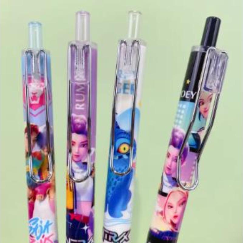 KPop Demon Hunters Huntrix Black Ink Pen Student Writinng Draw Gel Pen Anime Figure Stationery Chiristmas Gifts 0.5mm