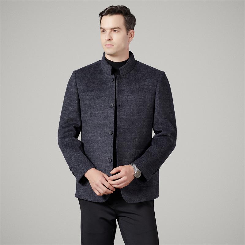 2026 Men's High-End Designer Double-Sided Cashmere Wool Jacket - Stand-Up Collar, Business Casual, Autumn/Winter Collection.