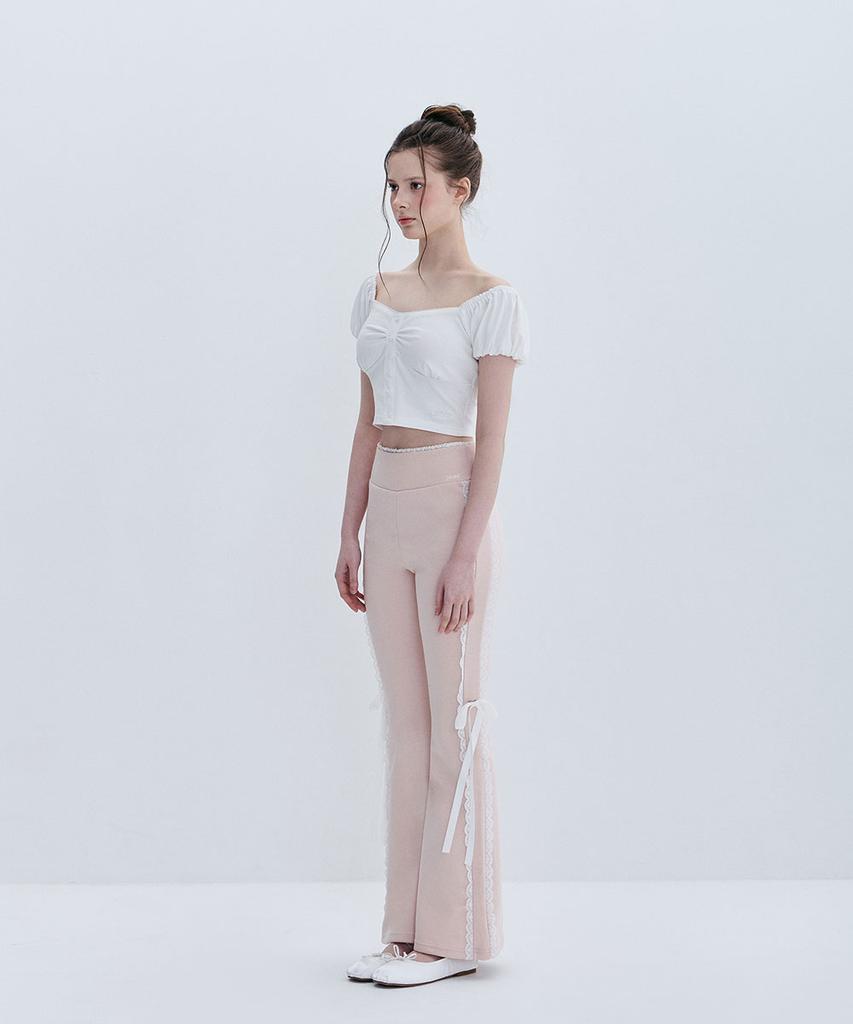 Moabel Contour Line Ribbon Pants - Pink