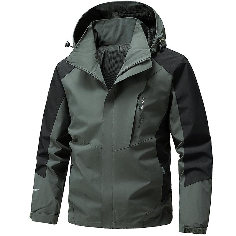 2025 Spring/Autumn Functional Waterproof Couple's Hooded Outdoor Jacket for Men - Workwear & Mountaineering