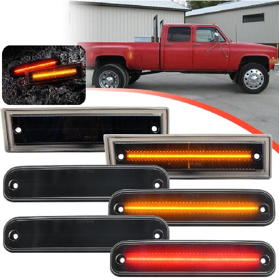 

6Pcs Amber Red LED Side Marker Light Kits for 81-87 Chevy/GMC C/K Series C30 K30 C3500 K3500 &88-91 Chevy R/V Series R30 V30 R3500 V3500 Trucks C. 81-87 C/K Series-Somke