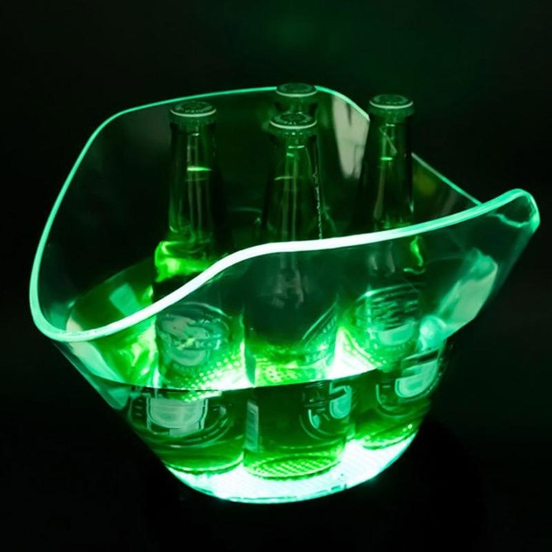 Illuminated Ice Buckets Transparent Beverage Tub with Glowing LED Champagne Container Beverages Chiller for Parties
