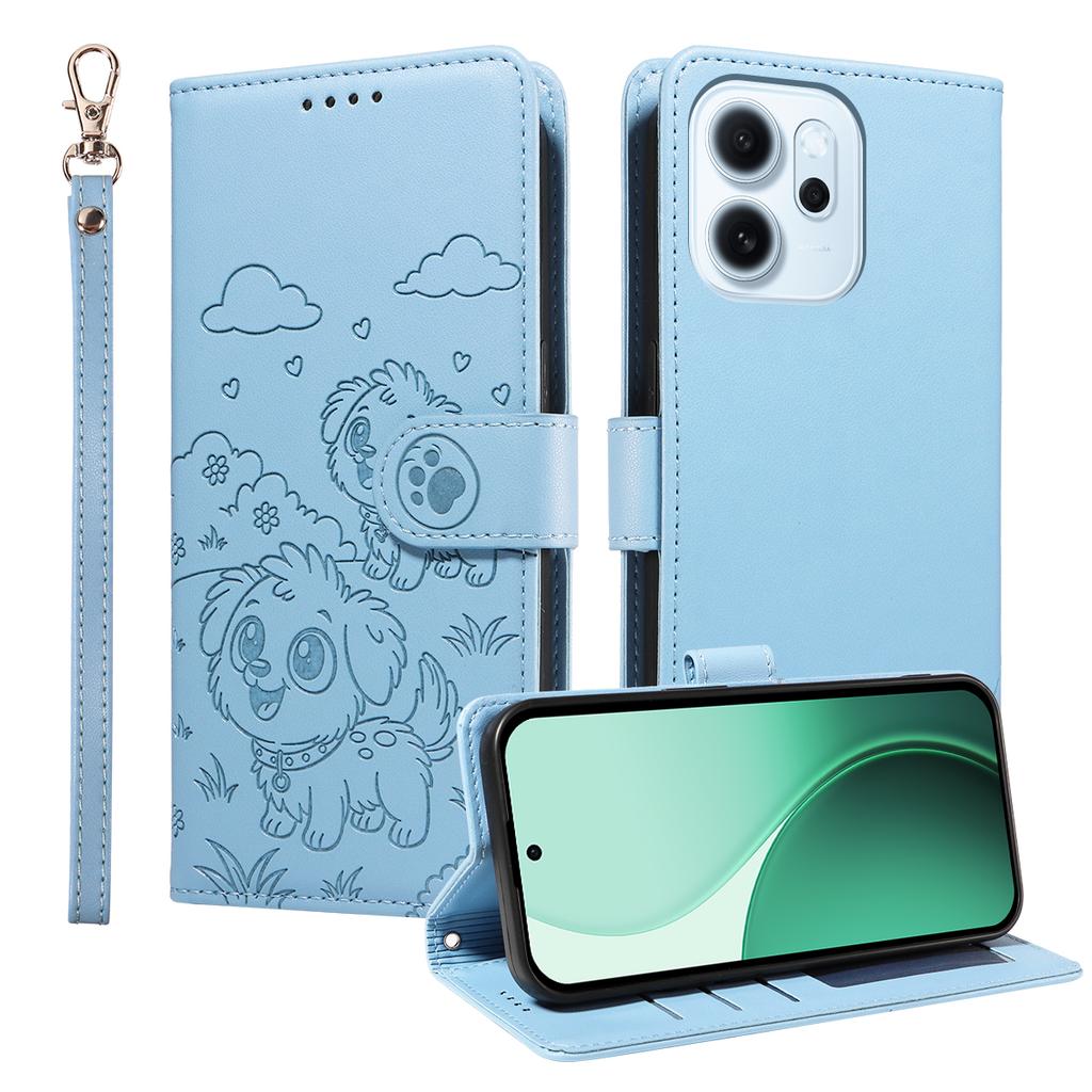 Für Oppo Reno15 F 5G Hülle mit RFID-Blockierung, bedrucktes Hundemuster, PU-Leder Handyhülle mit Armband