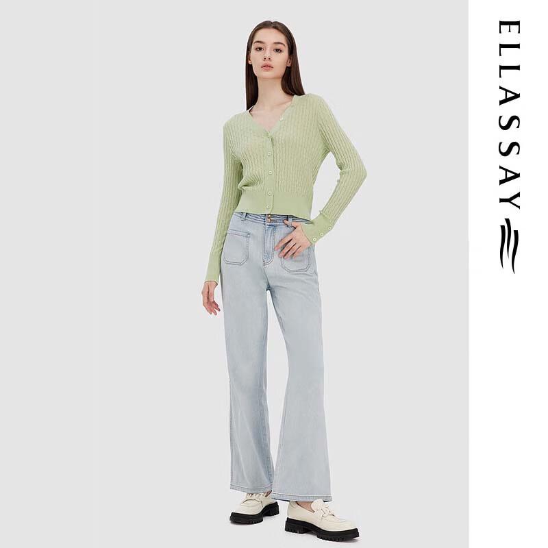 ELLASSAY Women's V-Neck Knit Cardigan