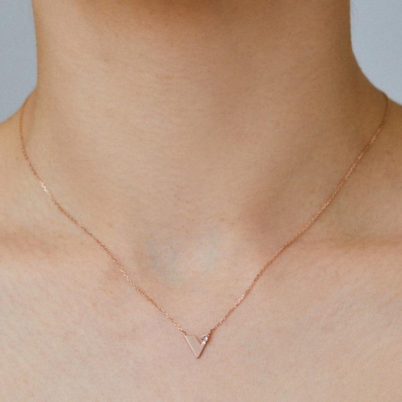 Tirr Lirr Show Love V Silver Pink Necklace TNSSVP13953M