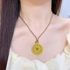 Antique gold craftsm hollow out colorful flower necklace enamel eight treasures compass pendant sweater chain banquet