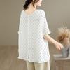 Short sleeve Oversized vintage Polka Dot Casual loose t shirt tops Women summer t-shirt